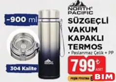 NORTH PACİFİC SÜZGEÇLİ VAKUM KAPAKLI TERMOS 900 ML
